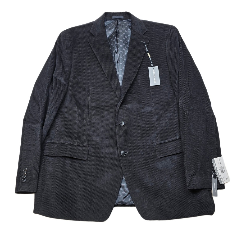 Michael Kors Corduroy Sport Coat Mens 46L 46 Black‎ Classic-Fit Stretch $295